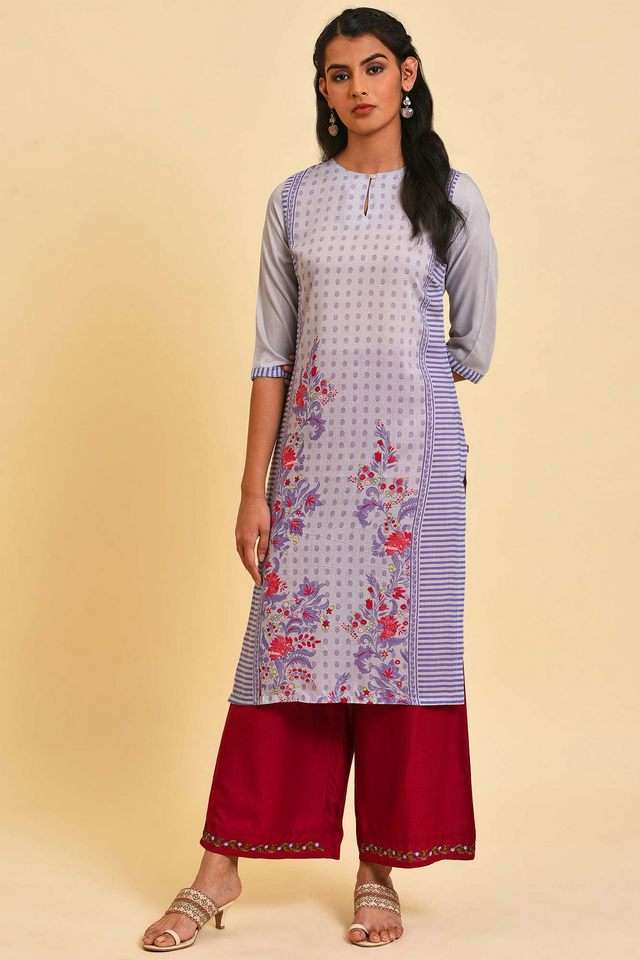 Printed-Polyester-Round-Neck-Women-s-Kurta