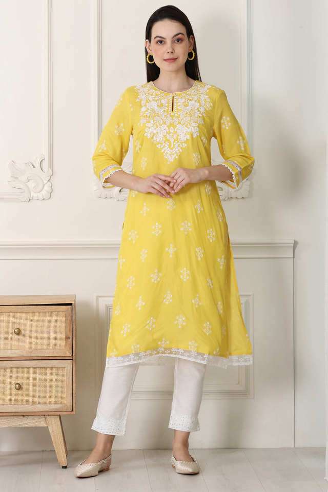 Floral-Viscose-Round-Neck-Women-s-Kurta