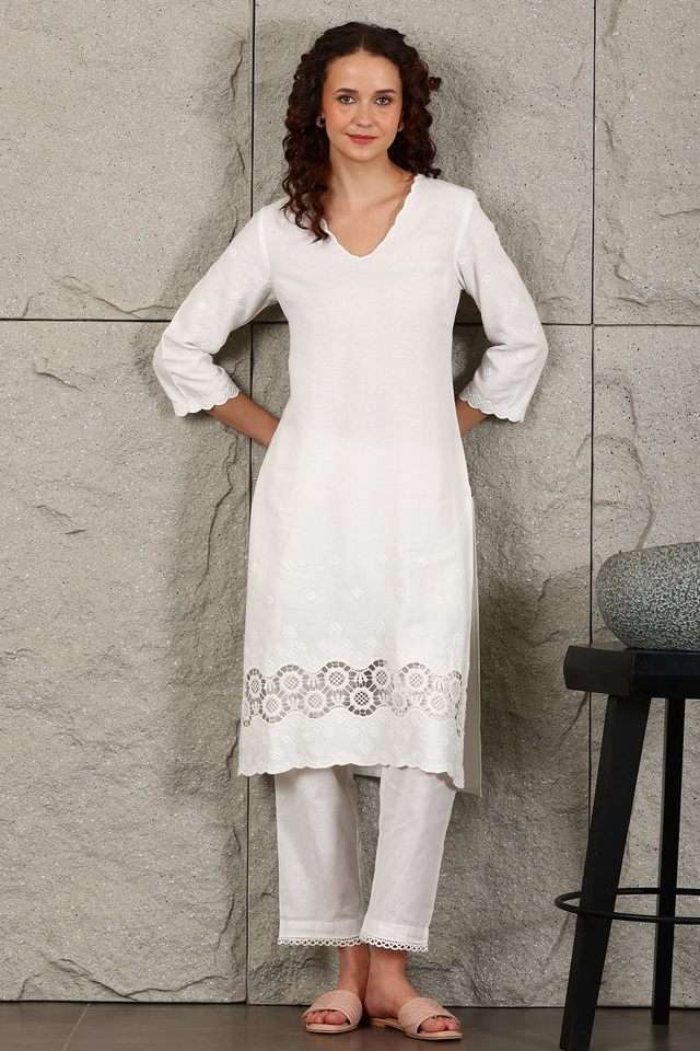 Solid-Calf-Length-Rayon-Woven-Women-s-Kurta-Set