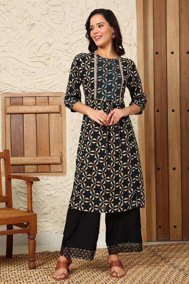 Printed-Viscose-Round-Neck-Women-s-Kurta