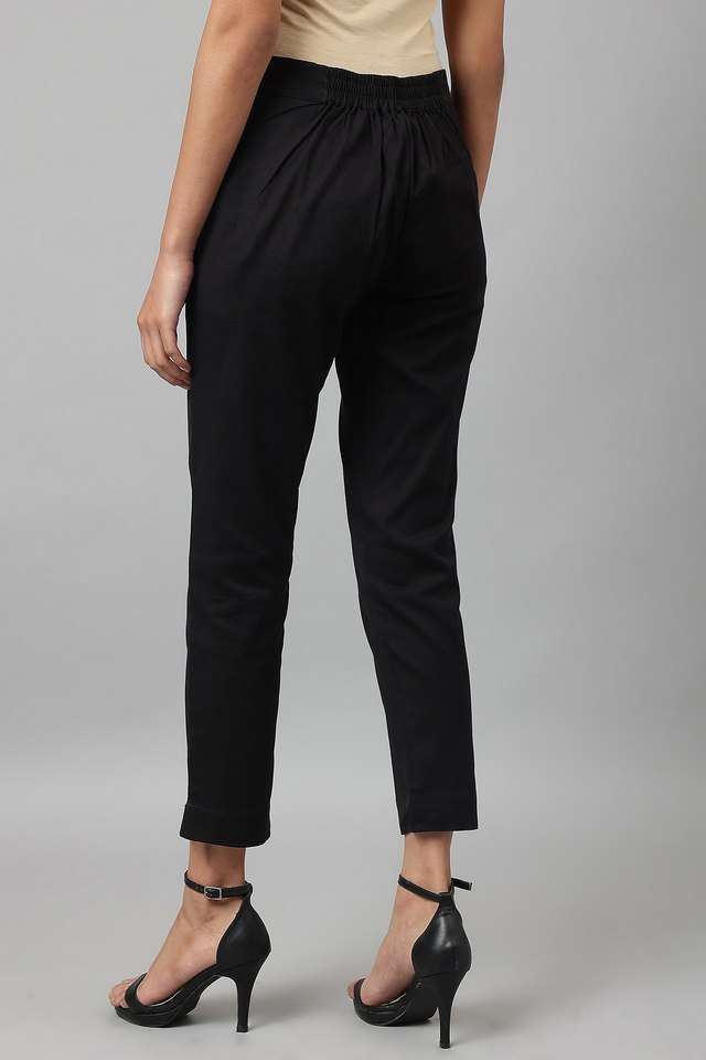 Solid-Slim-Fit-Blended-Fabric-Women-Casual-Wear-Pants