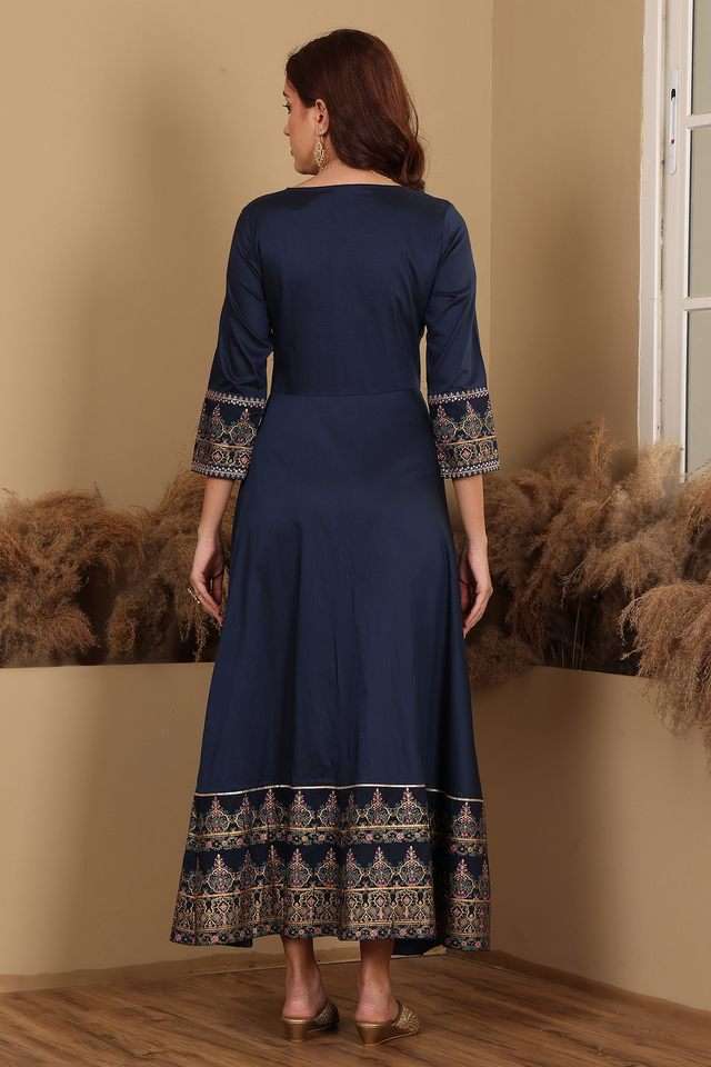 Solid-Viscose-Round-Neck-Women-s-Anarkali-Ethnic-Dress