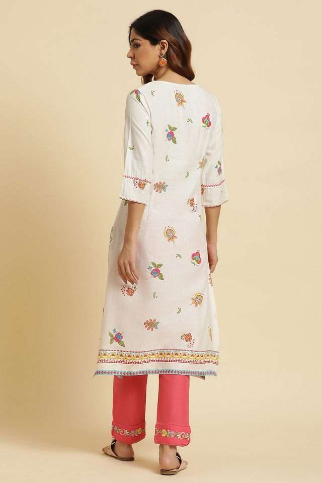 Floral-Rayon-Round-Neck-Women-s-Casual-Wear-Kurta