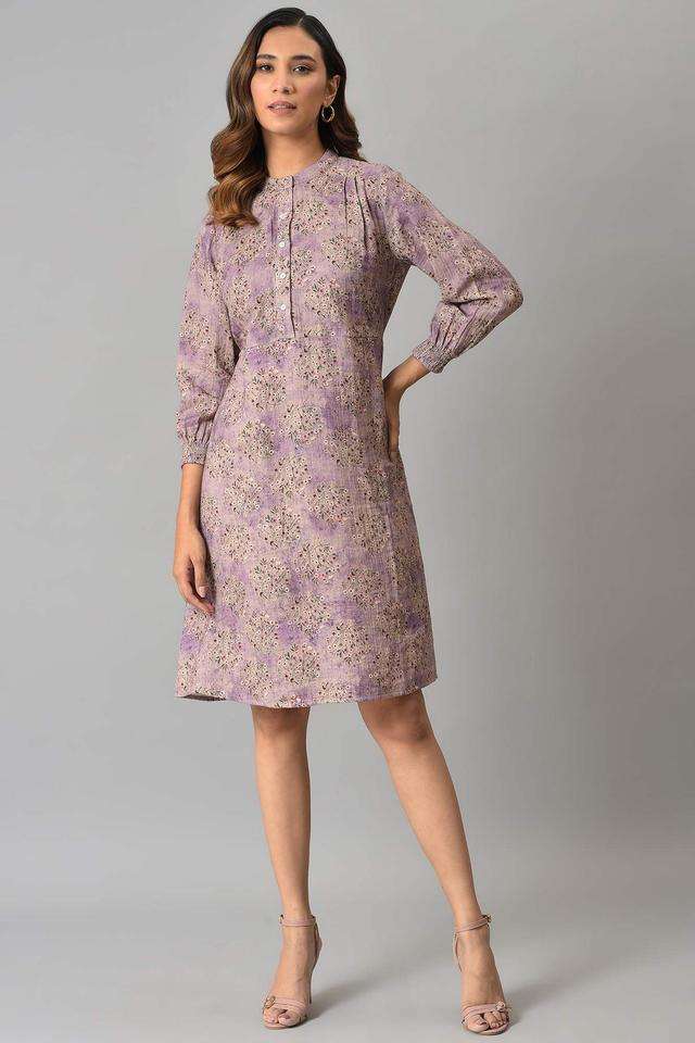 Floral-Round-Neck-Cotton-Women-s-Dress