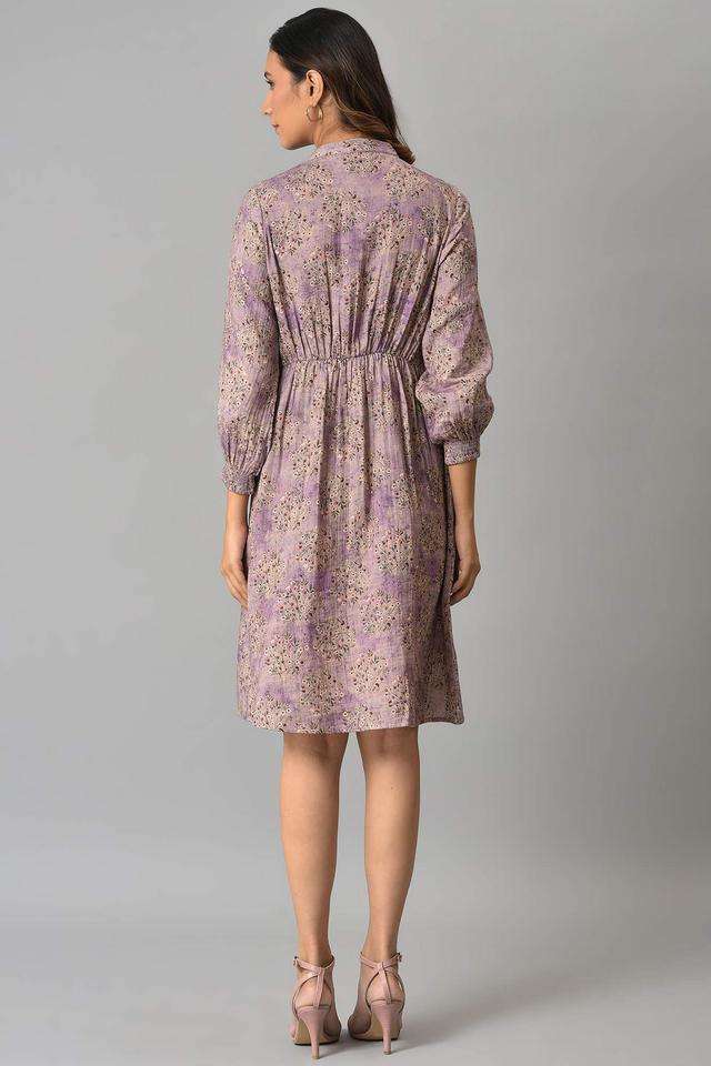 Floral-Round-Neck-Cotton-Women-s-Dress