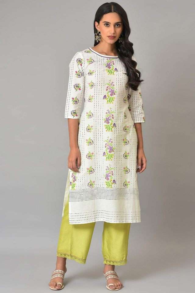 Floral-Cotton-Round-Neck-Women-s-Casual-Wear-Kurta