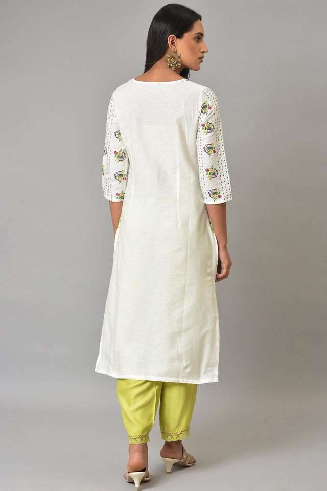 Floral-Cotton-Round-Neck-Women-s-Casual-Wear-Kurta