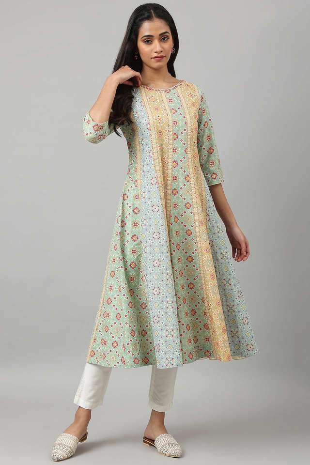 Geometric-Print-Cotton-Round-Neck-Women-s-Kurta
