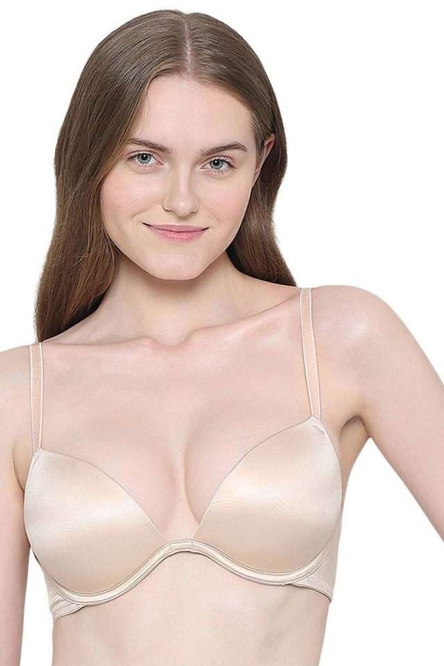 Womens-Playful-Love-Padded-Wired-Demi-Cup-Plunge-Neck-Party-Wear-Level-3-Push-up-Bra