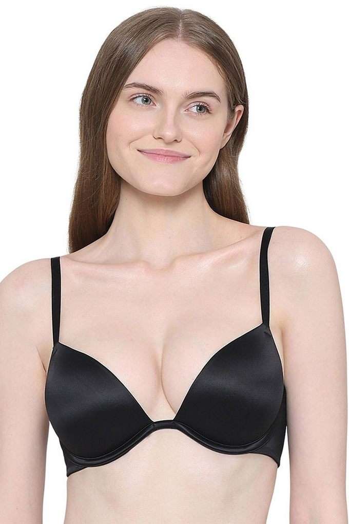 Womens-Playful-Love-Padded-Wired-Demi-Cup-Plunge-Neck-Party-Wear-Level-3-Push-up-Bra