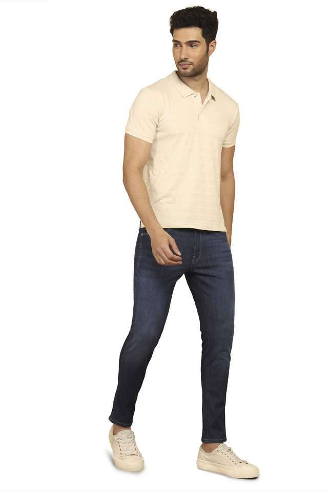 Light-Wash-Polyester-Slim-Fit-Men-s-Jeans