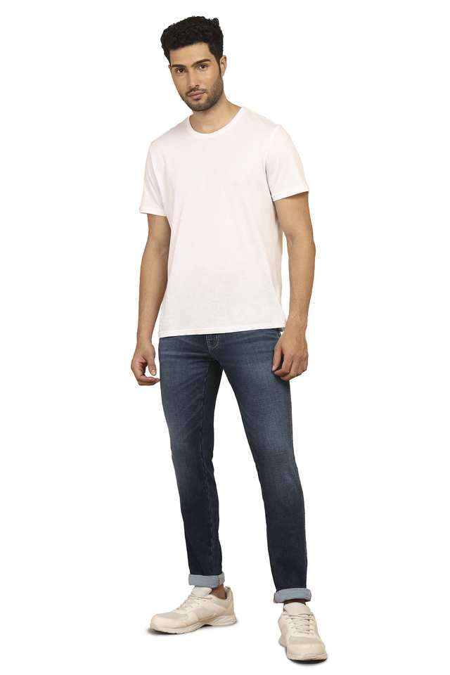 Light-Wash-Polyester-Slim-Fit-Men-s-Jeans