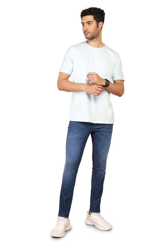 Light-Wash-Polyester-Slim-Fit-Men-s-Jeans