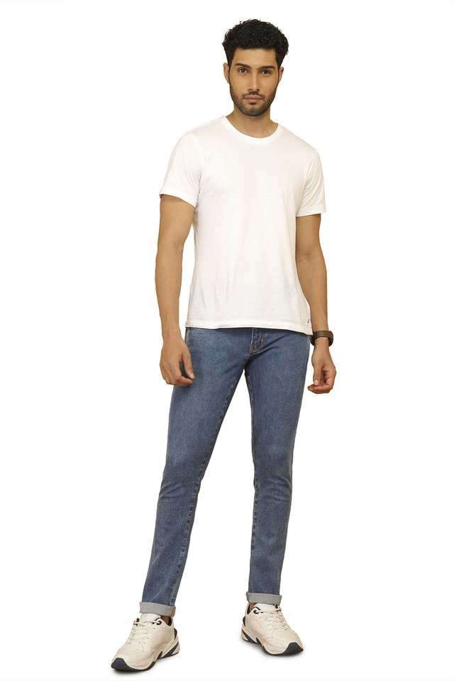 Light-Wash-Polyester-Skinny-Fit-Men-s-Jeans