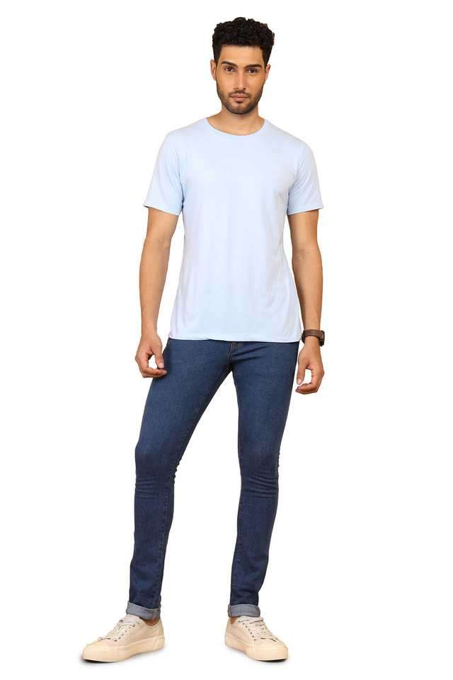 Light-Wash-Polyester-Skinny-Fit-Men-s-Jeans