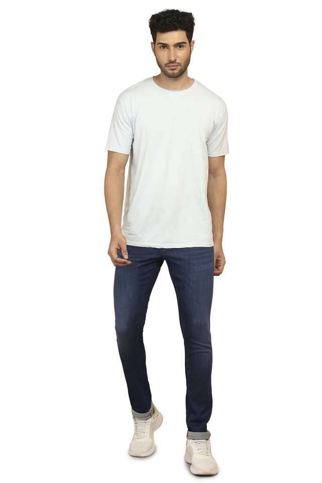 Light-Wash-Polyester-Skinny-Fit-Men-s-Jeans