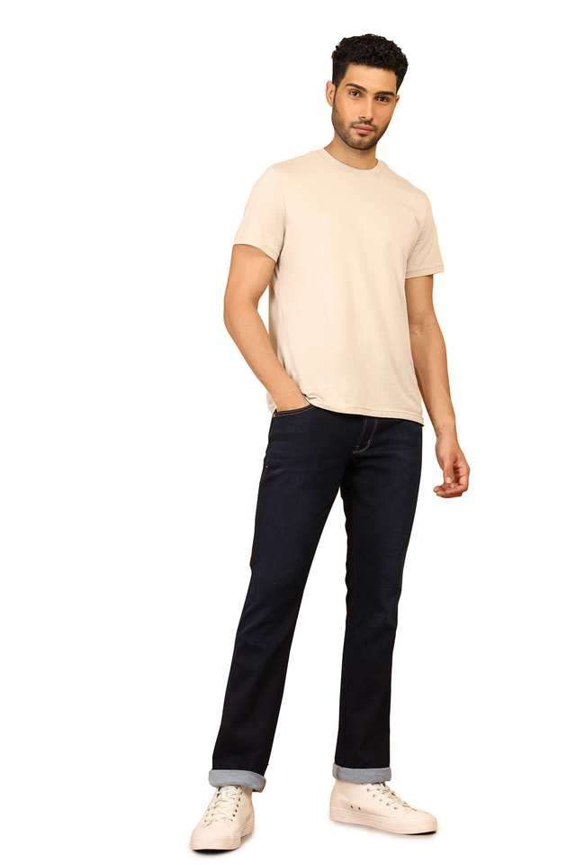 Light-Wash-Polyester-Straight-Fit-Men-s-Jeans