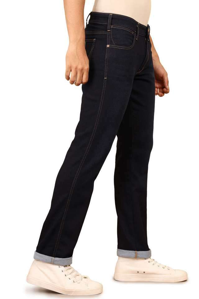 Light-Wash-Polyester-Straight-Fit-Men-s-Jeans