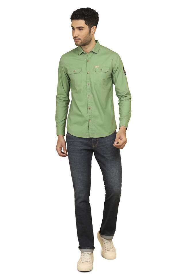 Solid-Cotton-Regular-Fit-Men-s-Casual-Shirt
