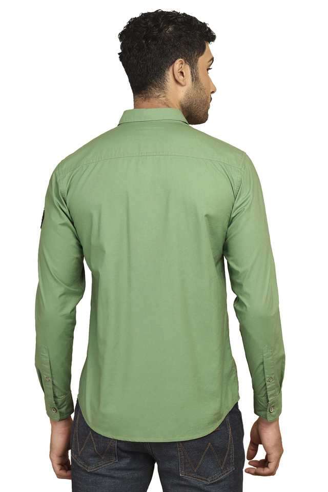 Solid-Cotton-Regular-Fit-Men-s-Casual-Shirt