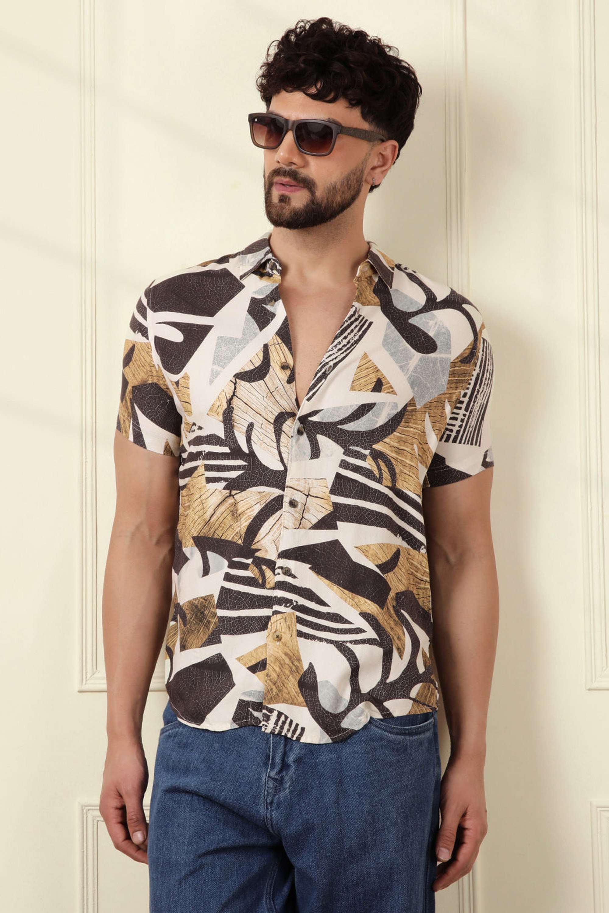 Printed-Blended-Fabric-Regular-Fit-Men-Casual-Shirt