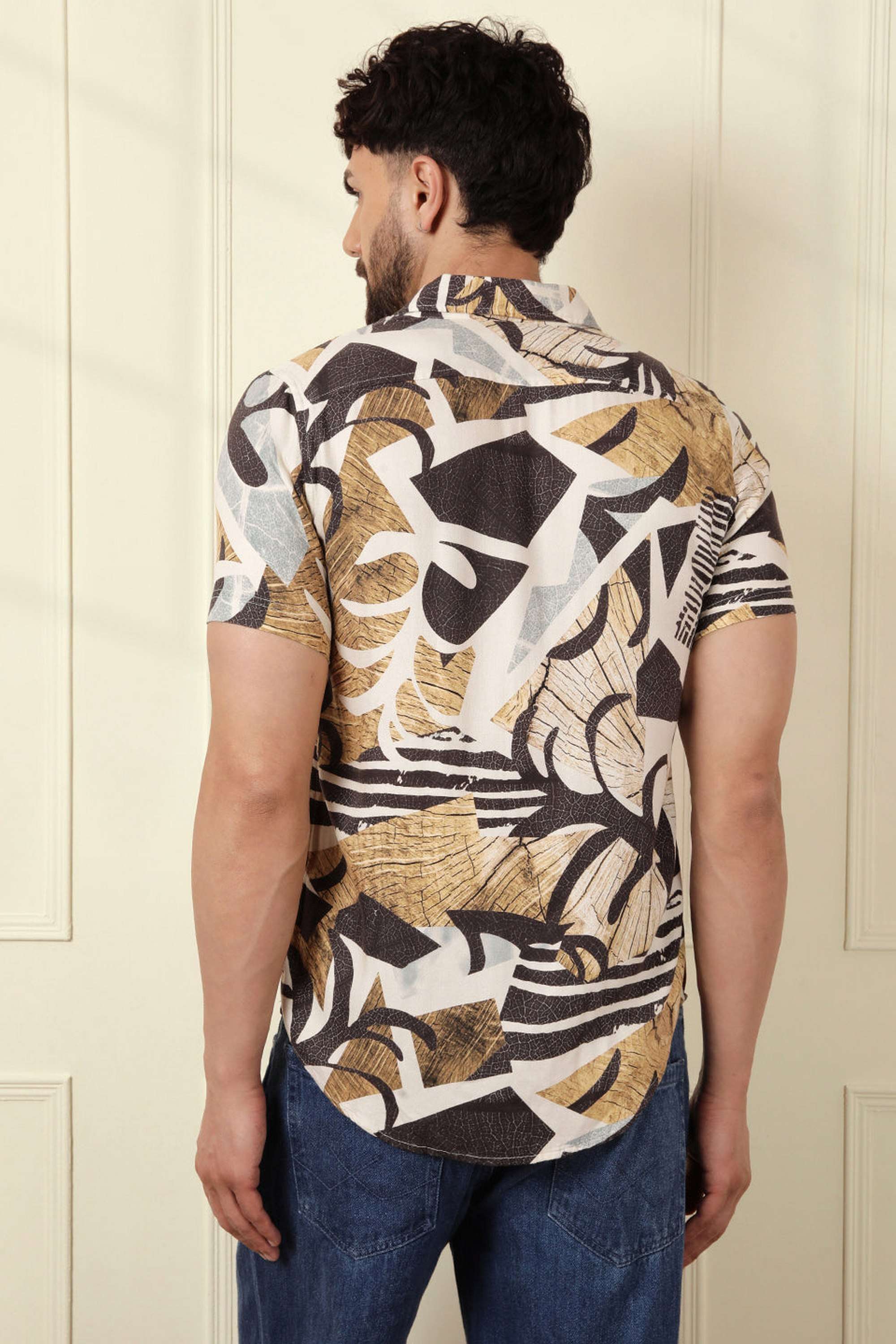 Printed-Blended-Fabric-Regular-Fit-Men-Casual-Shirt