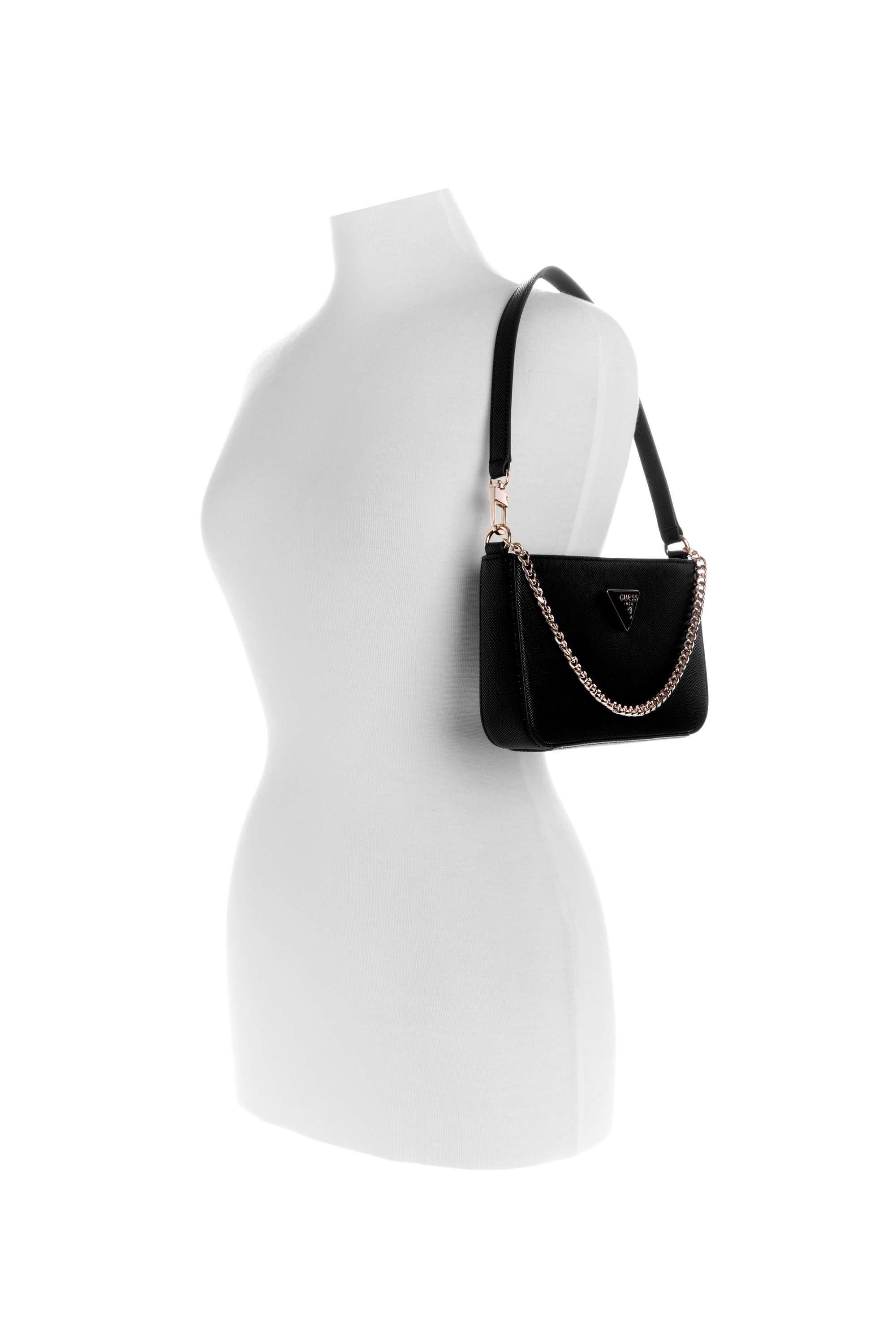 Buy GUESS Black Zipper Closure PU Women's Noelle Mini Top Zip