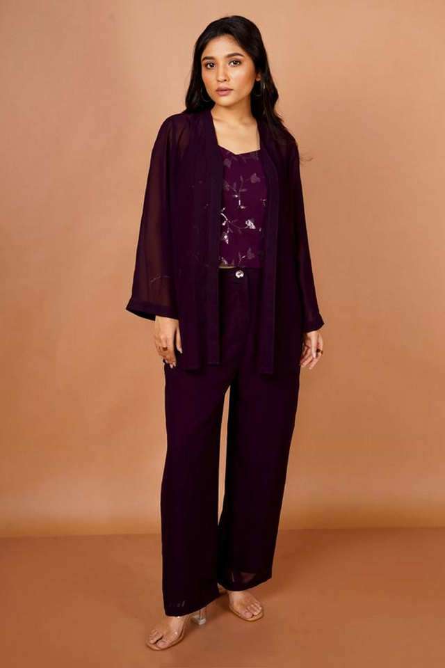 Embroidered-Full-Length-Polyester-Woven-Women-s-Co-Ord-Set