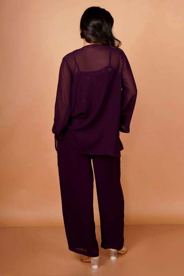 Embroidered-Full-Length-Polyester-Woven-Women-s-Co-Ord-Set