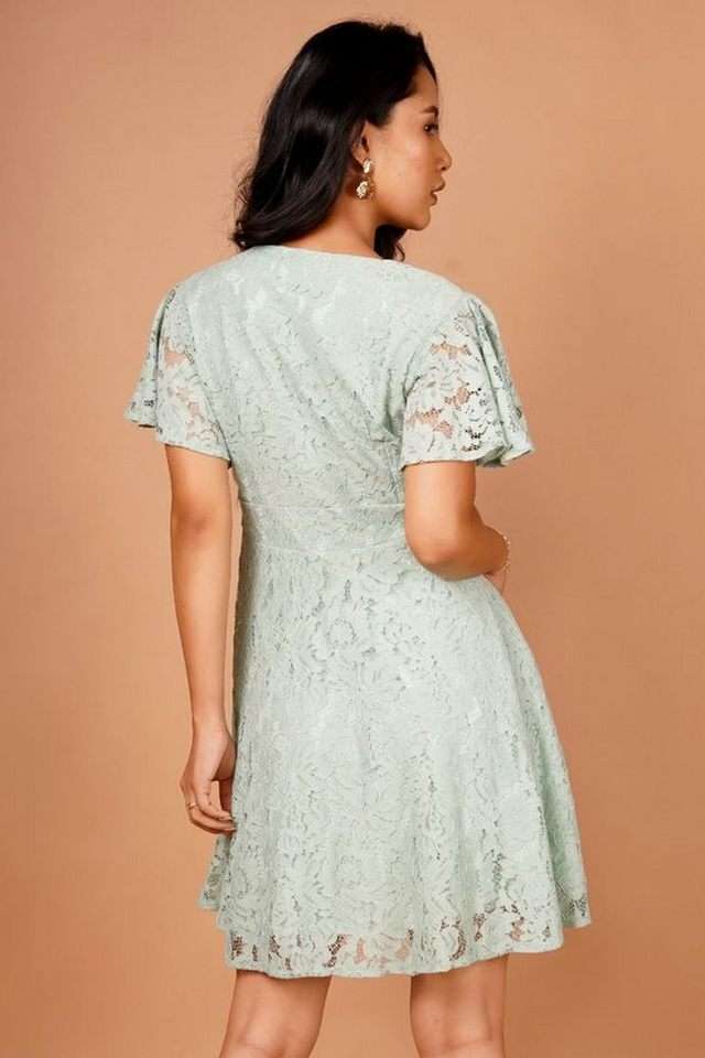 chinese dress ladies Zink London Women's Red Lace Midi Dress