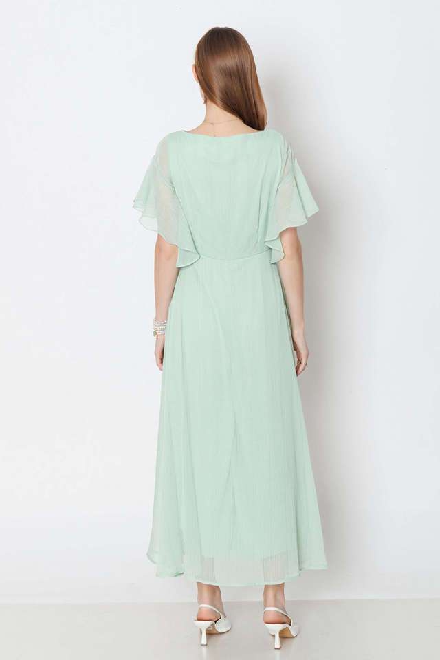 Solid-Round-Neck-Polyester-Women-s-Full-Length-Dress