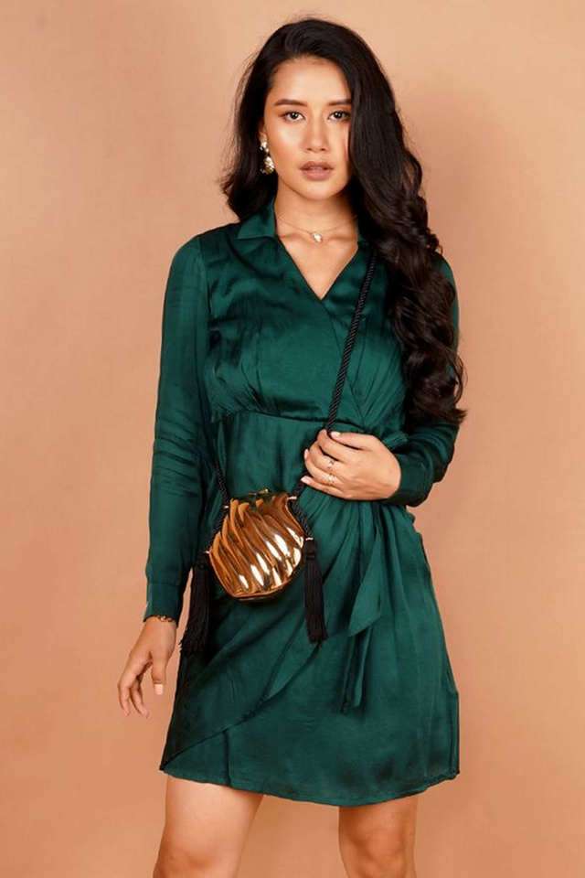 zink london Solid Collared Polyester Women Dress-picture-24