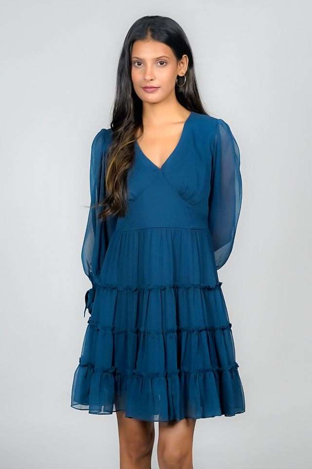 zink london Solid V-Neck Polyester Women Dress-picture-17