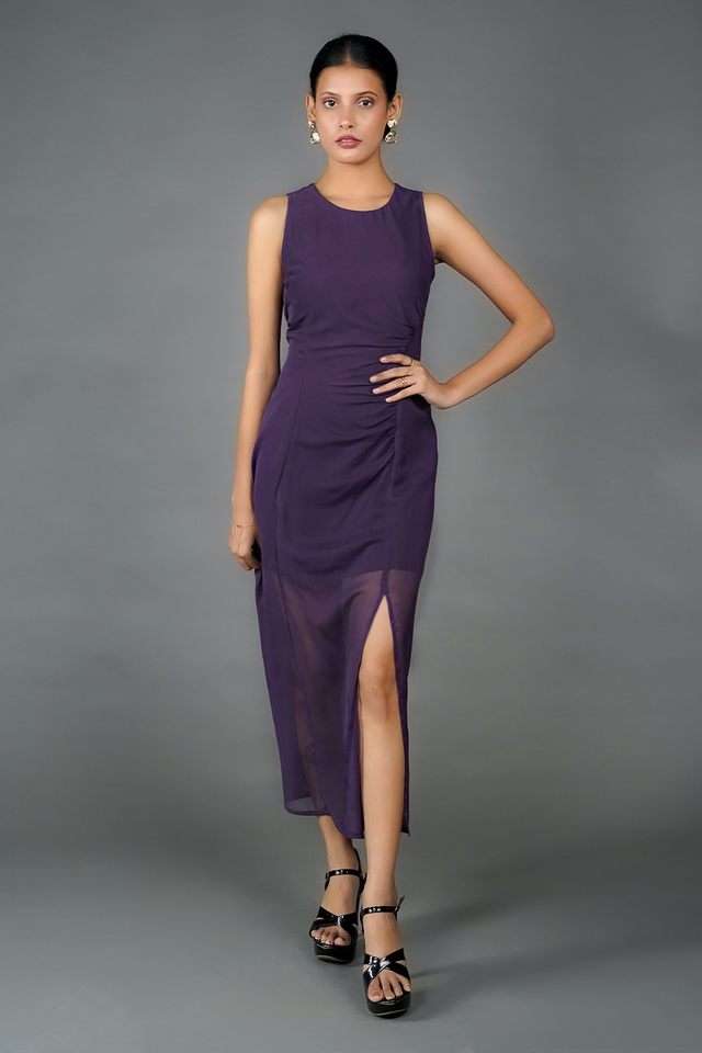 zink london Solid Round Neck Polyester Women Dress-picture-20