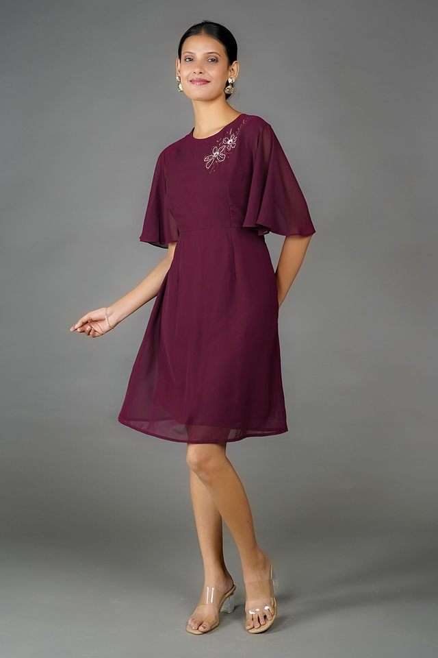 zink london Embroidered Round Neck Polyester Women Dress-picture-29