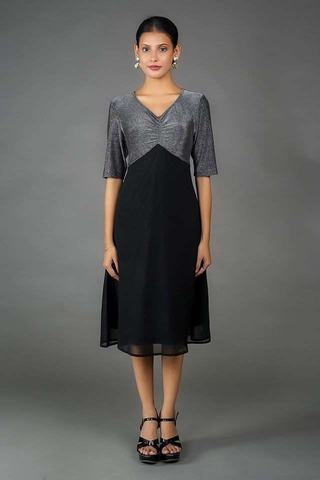 zink london Solid V-Neck Polyester Women Dress-picture-10
