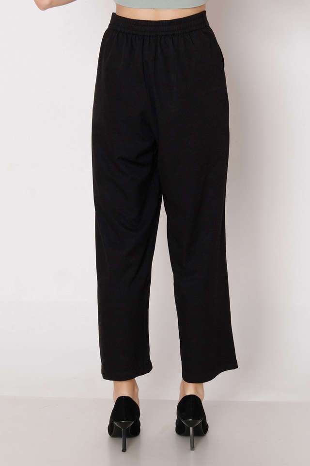 Solid-Straight-Fit-Polyester-Women-s-Formal-Wear-Trousers