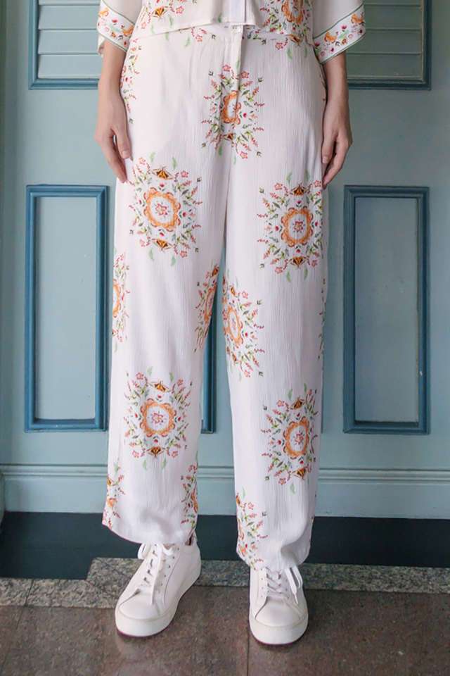 zink london Floral Straight Fit Rayon Women Casual Wear Trousers-picture-19