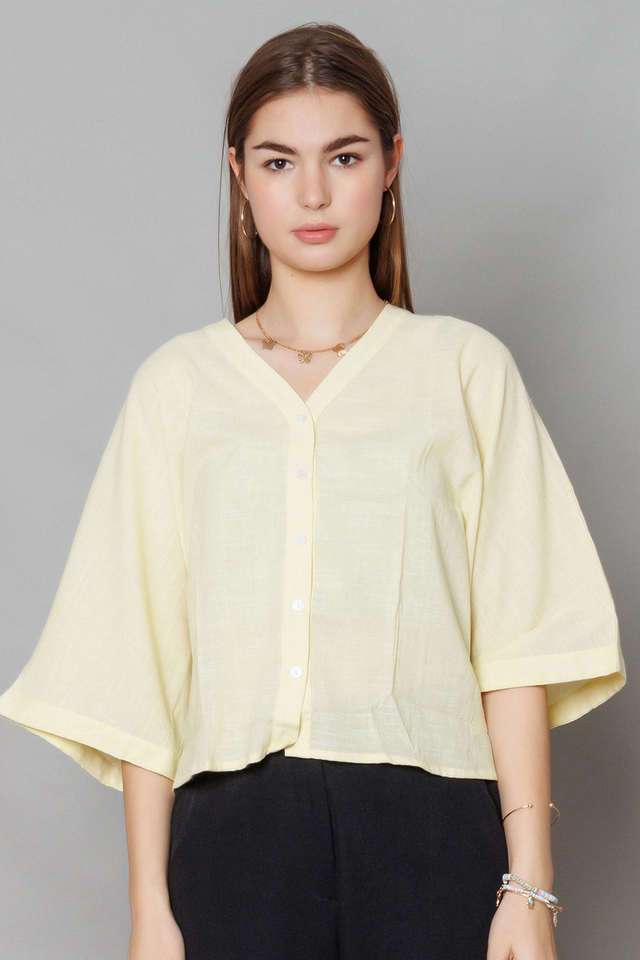 zink london Solid Cotton V-Neck Women's Top-picture-39