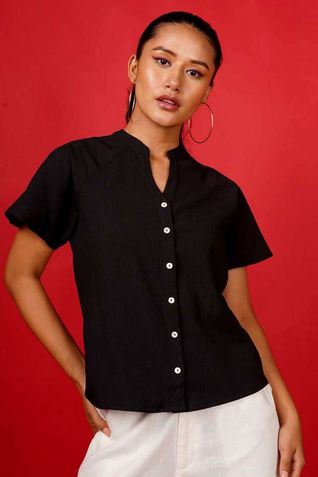 zink london Solid Polyester Collared Women Top-picture-14
