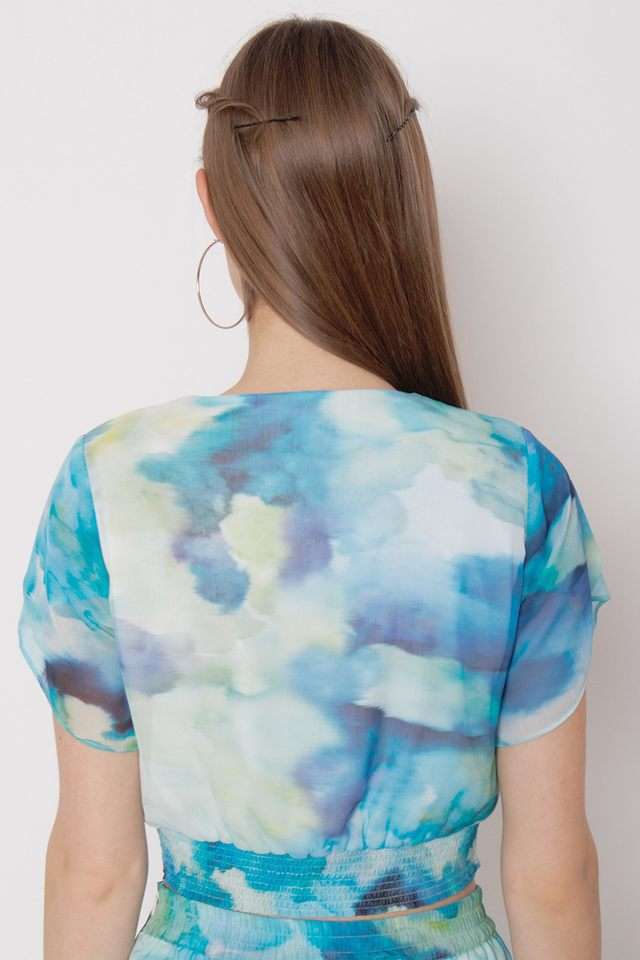 Abstract-Polyester-V-Neck-Women-s-Top