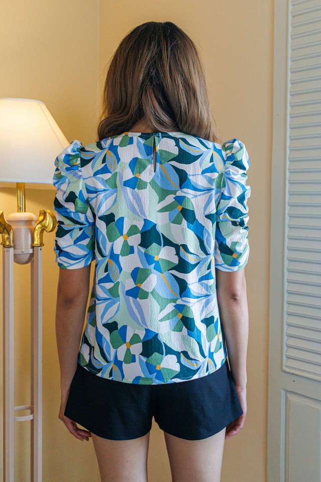 Floral-Polyester-Round-Neck-Women-s-Top