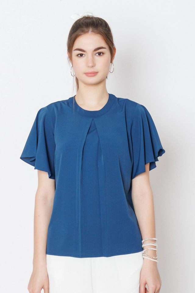 Solid-Polyester-Collared-Women-s-Top