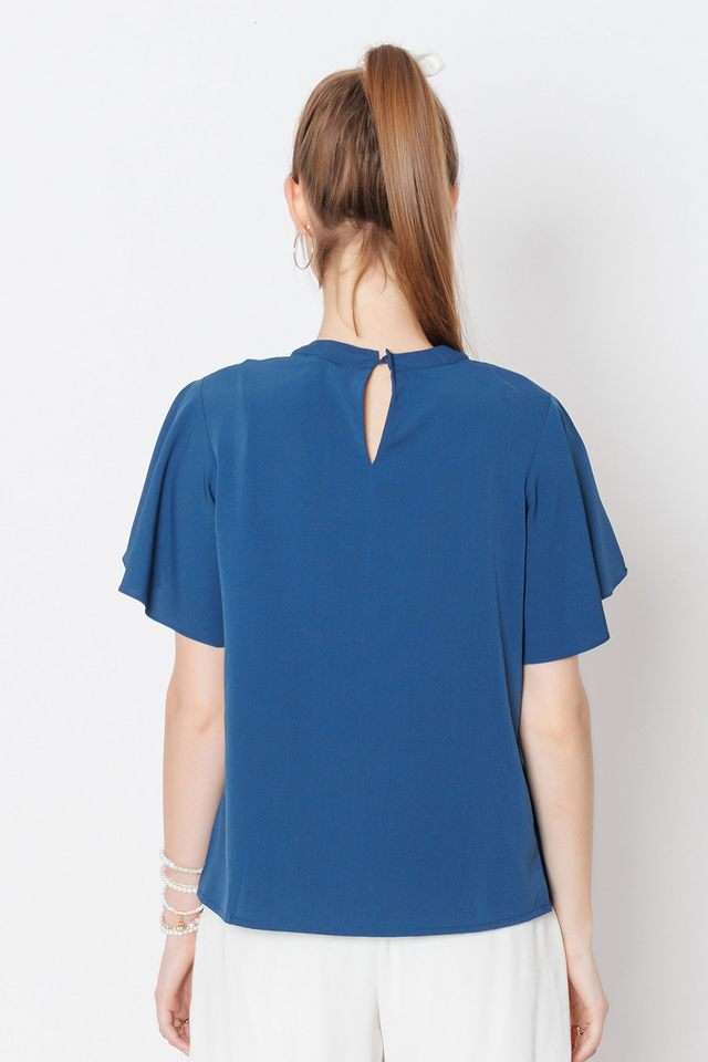 Solid-Polyester-Collared-Women-s-Top