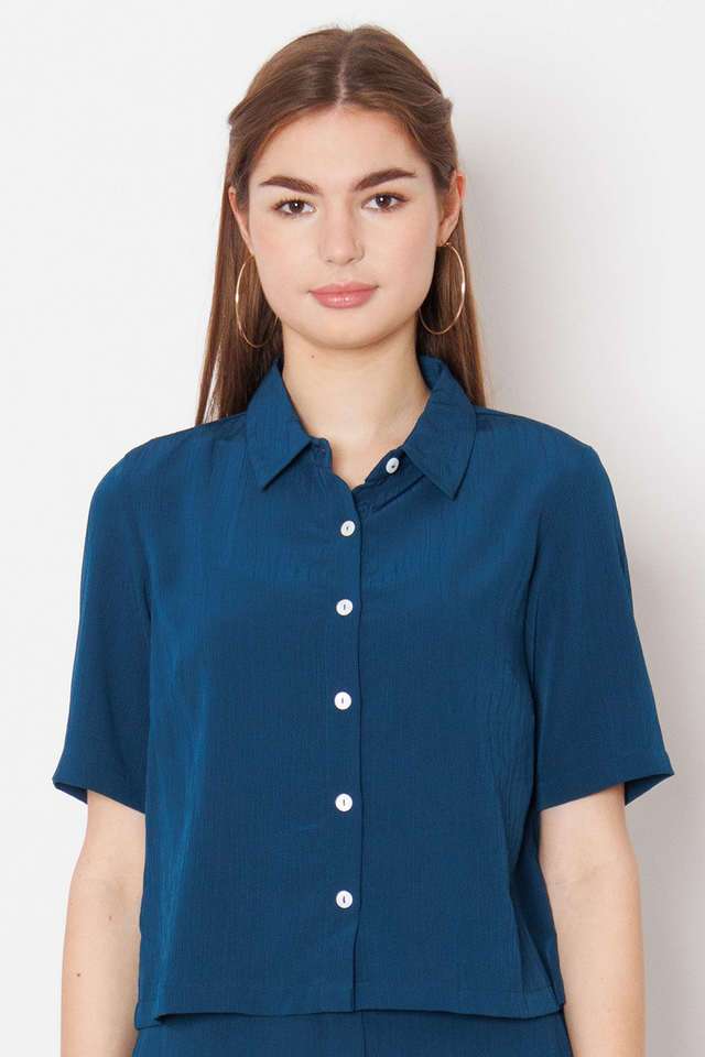 zink london Solid Collared Polyester Women Casual Wear Shirt-picture-19