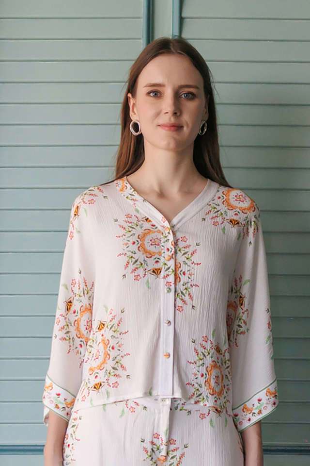 Printed-Rayon-V-Neck-Women-s-Top