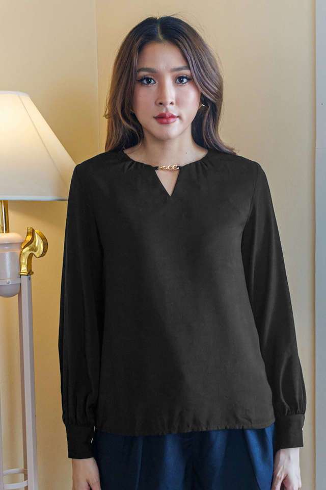 zink london Solid Polyester V-Neck Women Top-picture-23