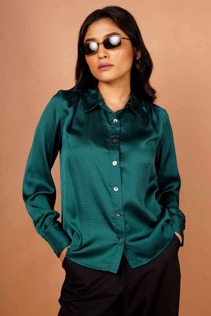 zink london Textured Collared Polyester Women's Casual Wear Shirt-picture-31