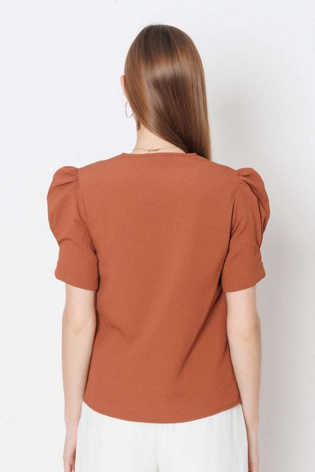 Textured-Polyester-V-Neck-Women-s-Top