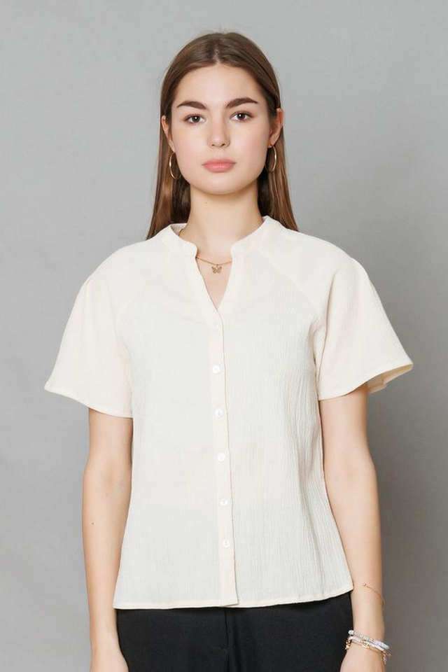 zink london Textured Polyester Collared Women Top-picture-27